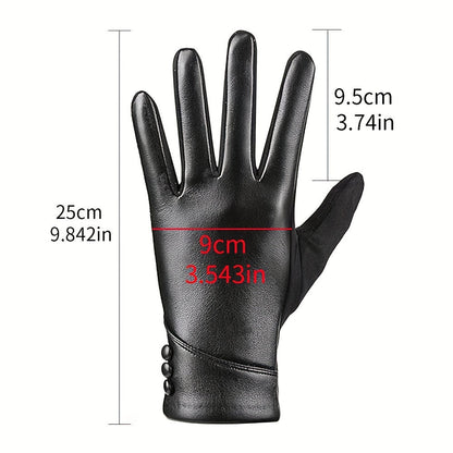 Elegant black women's gloves with decorative buttons