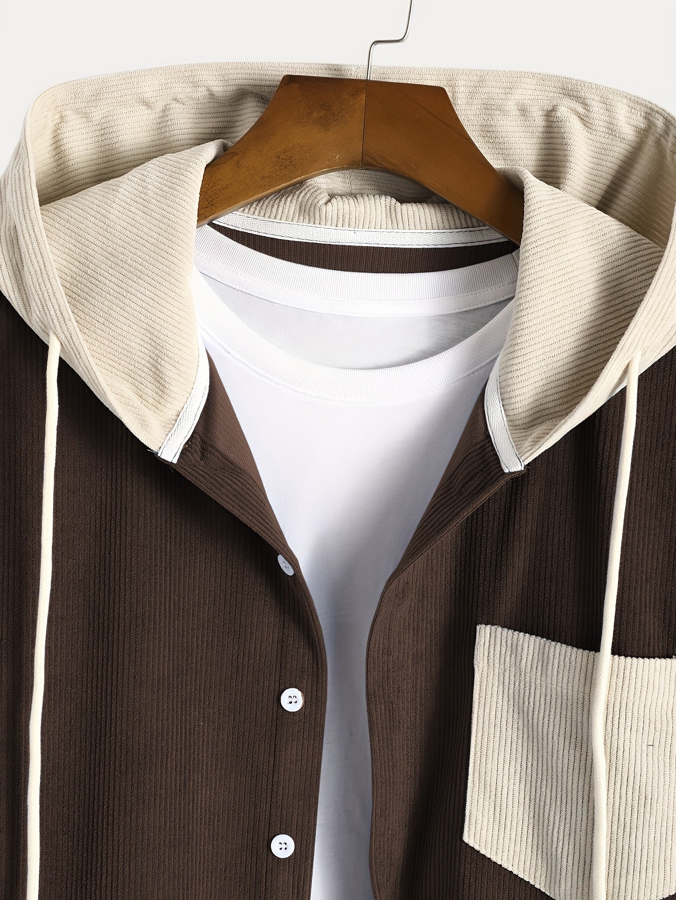 Cord-Zweiteiler Herren, Hemd-Jacke mit Kapuze & Hose