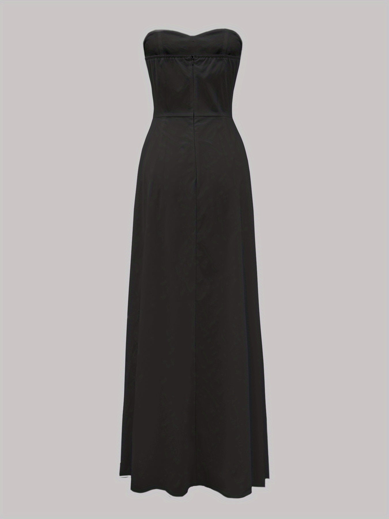 Women's Elegant Evening Dress with Bandeau Top and Button Placket – Perfect for Festive Occasions