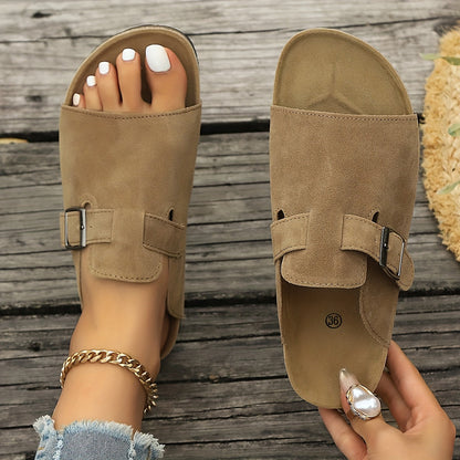 Women's Comfort Sandals with Buckle and Modern Slip-On Style – Ideal for Everyday & Leisure