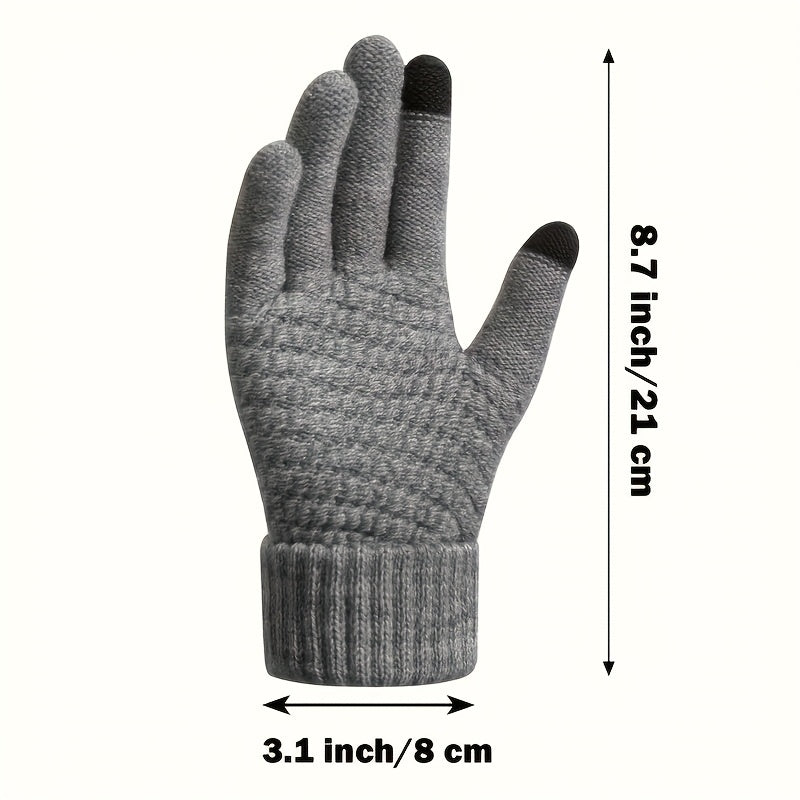 Unisex knitted gloves with touchscreen functionality, warm winter gloves