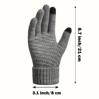 Unisex knitted gloves with touchscreen functionality, warm winter gloves