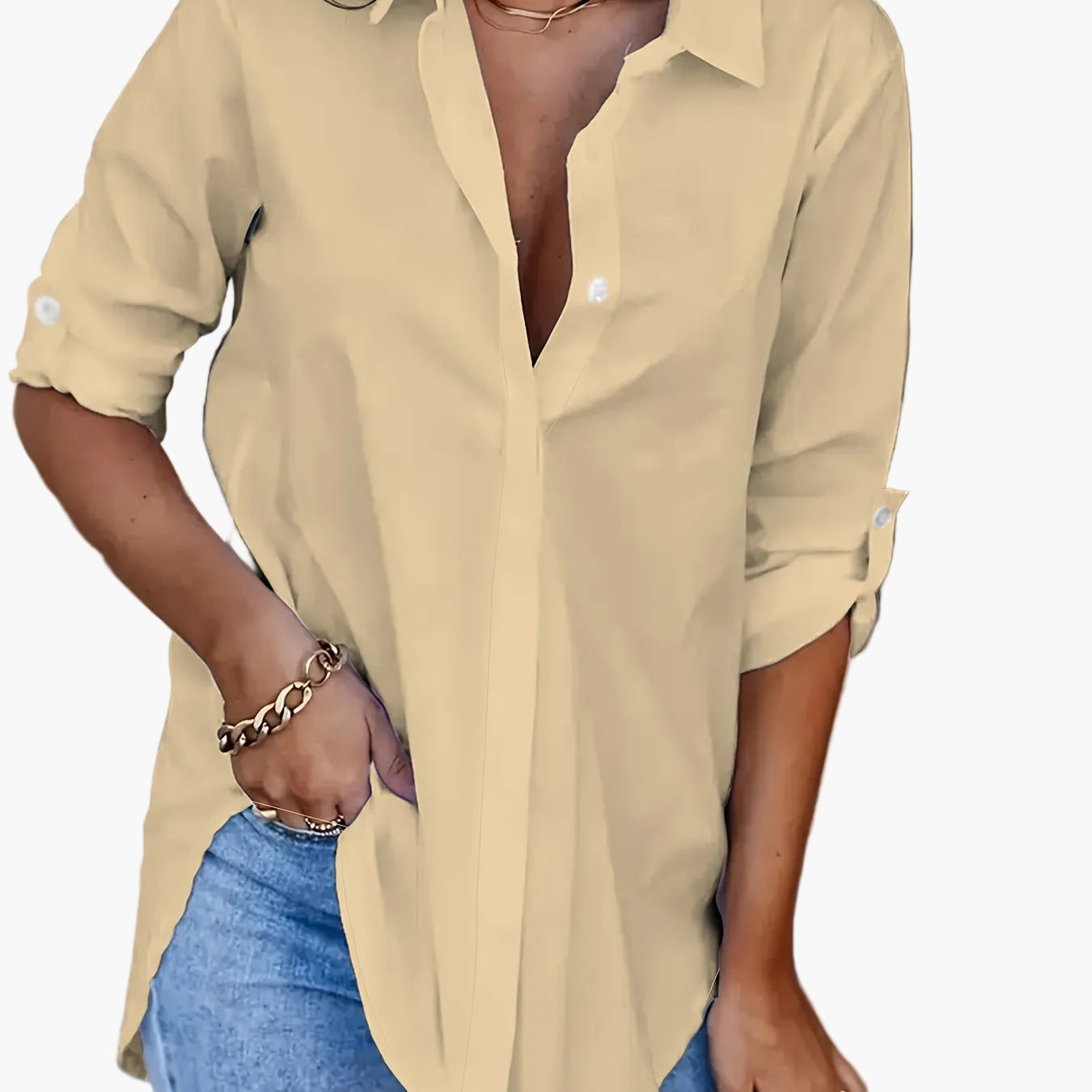 Damen Langarm Oversize Bluse Locker Casual für Alltag und Büro