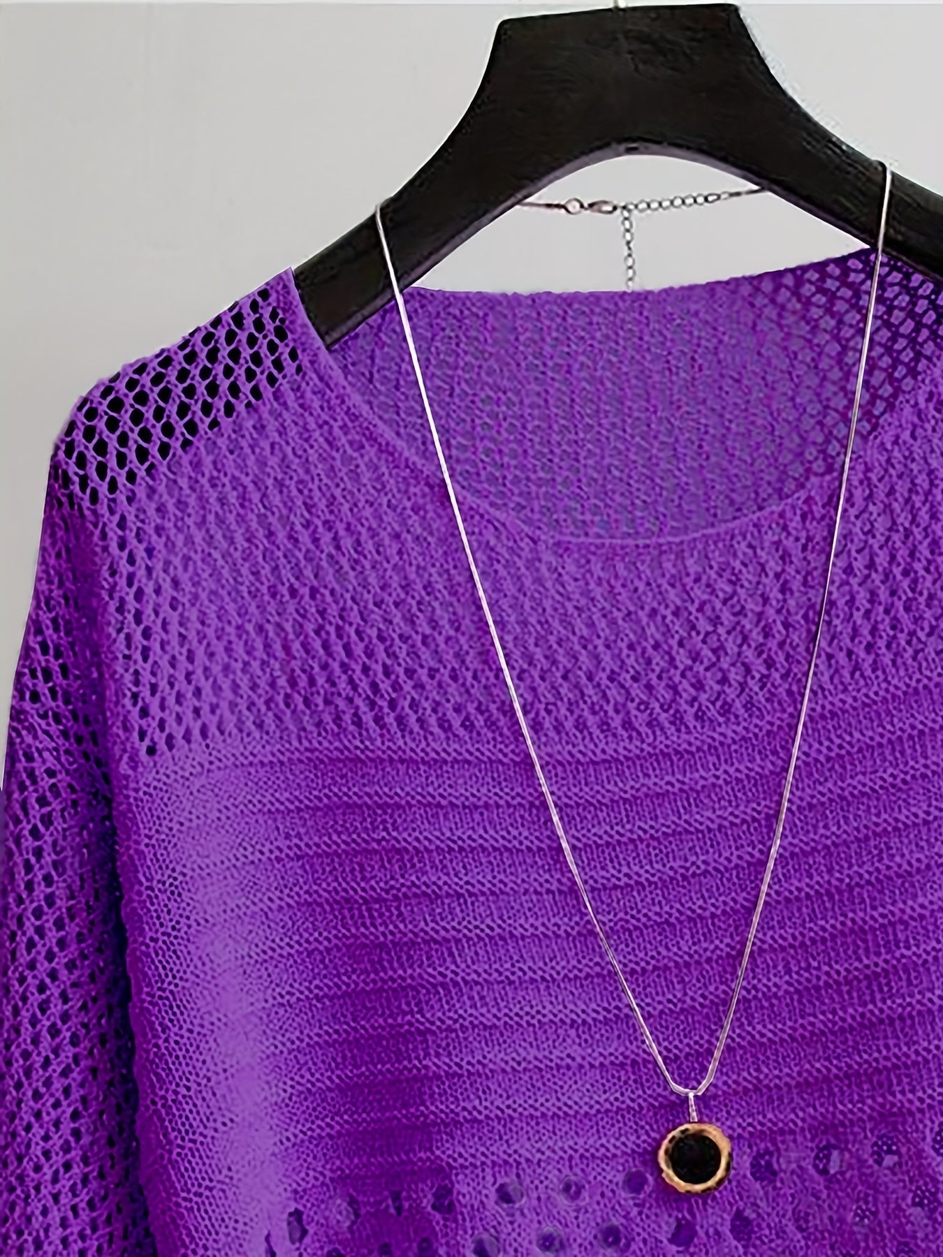 Women's Loose-Fit Crochet Knit Top in Boho Style – Elegant Shirt for Leisure and Vacation