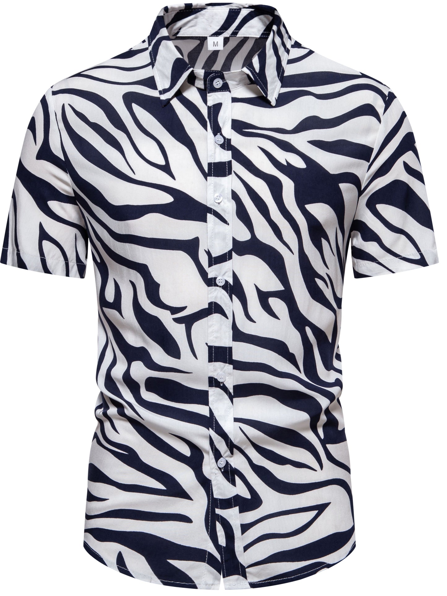 Herren Kurzarm Resort Hemd mit Zebra Muster – Modisches Statement für Freizeit und Urlaub