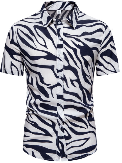 Herren Kurzarm Resort Hemd mit Zebra Muster – Modisches Statement für Freizeit und Urlaub