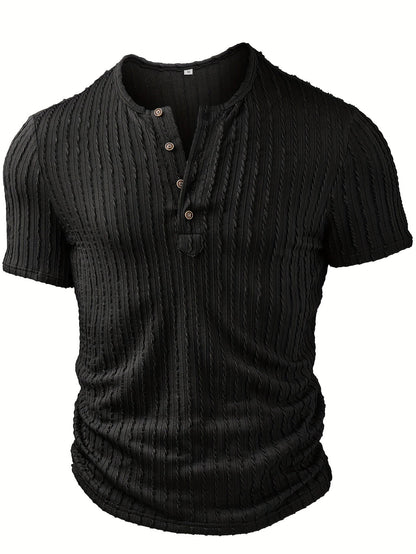 Men's Henley T-Shirt Short Sleeve – Fashionable Casual Shirt with Button Placket for Everyday & Summer