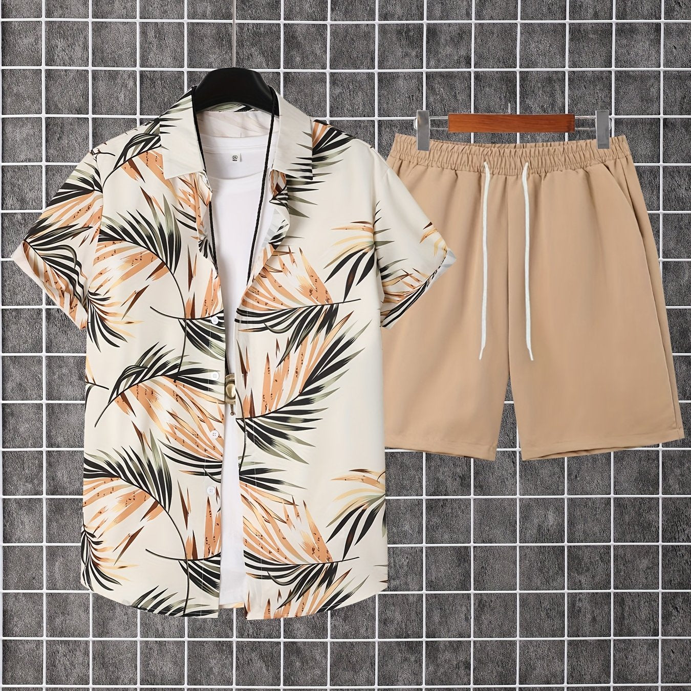 Herren Sommer Set – Kurzarm Hawaiihemd und Shorts, Freizeit Outfit für Urlaub & Alltag