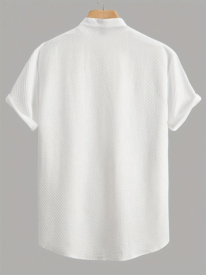 Men's casual shirt with short sleeves and stand-up collar – modern summer shirt for everyday and leisure use