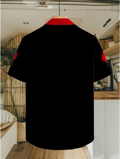 Herren Freizeit Hemd im Kartenmuster Stil – Button-Down Kurzarm für Urlaub & Party