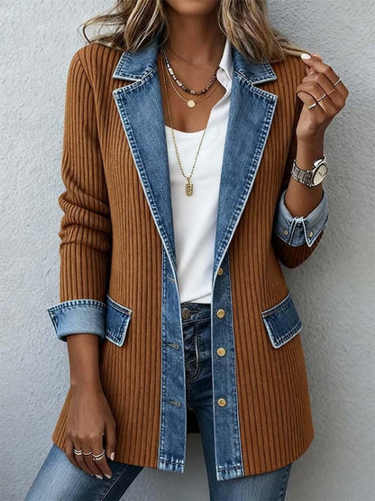 Women's Blazer in Denim Look – Elegant Business Casual Style for Everyday and Office