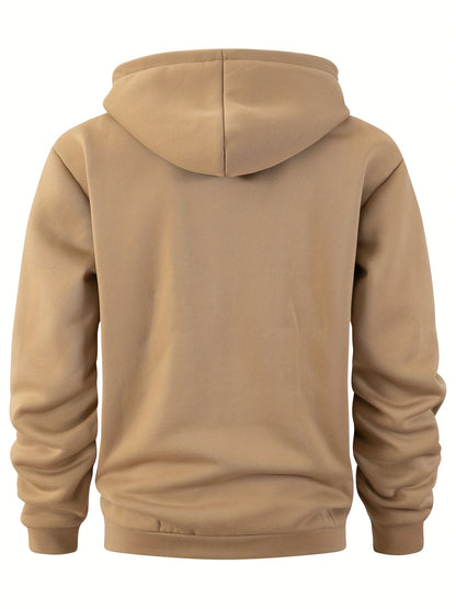 Men's hoodie with half-zip, kangaroo pocket & chest pocket, hooded sweatshirt