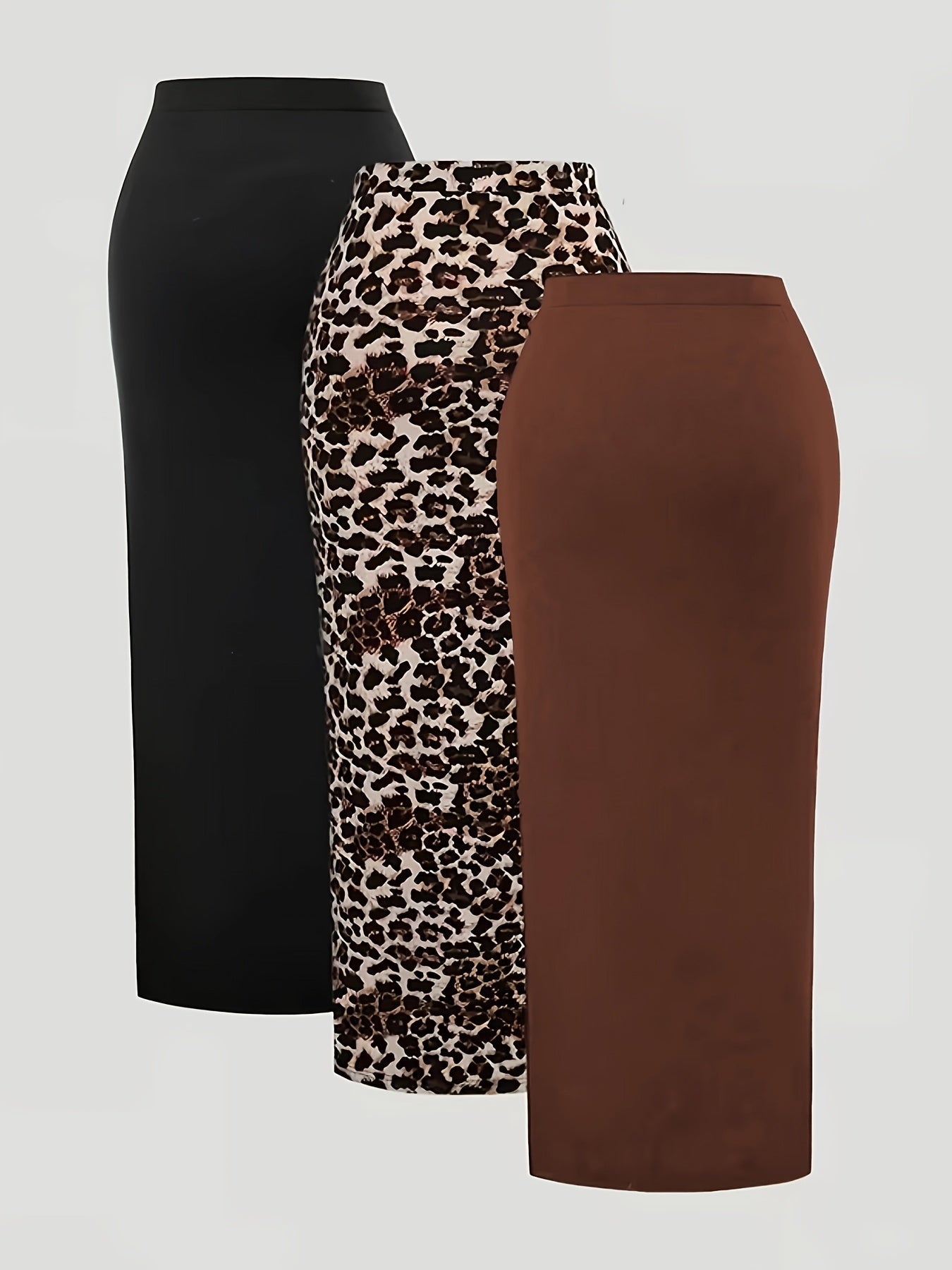 Women's maxi skirt with a high waist and side slit, three-colored