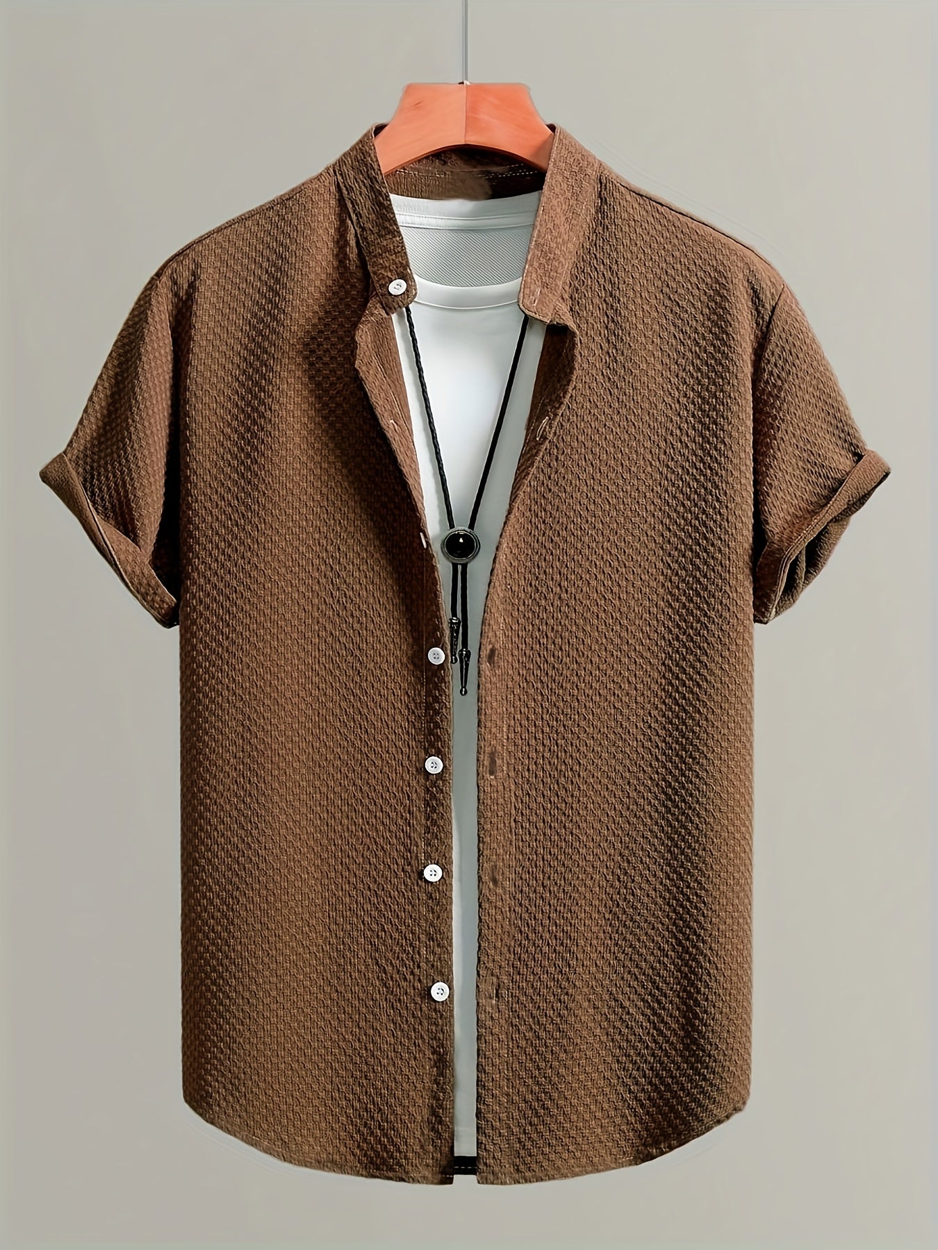 Men's casual shirt with short sleeves and stand-up collar – modern summer shirt for everyday and leisure use