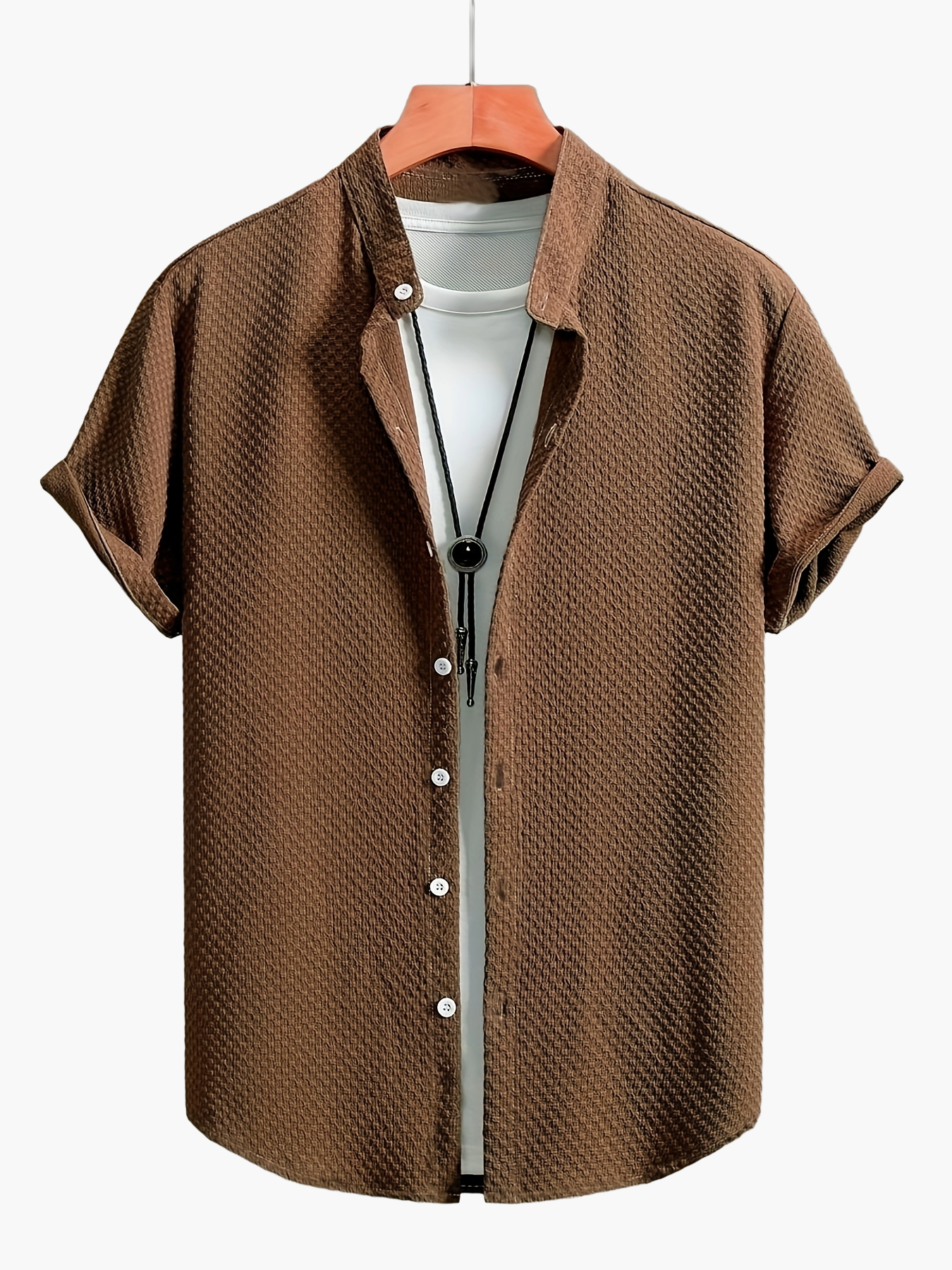 Men's casual shirt with short sleeves and stand-up collar – modern summer shirt for everyday and leisure use