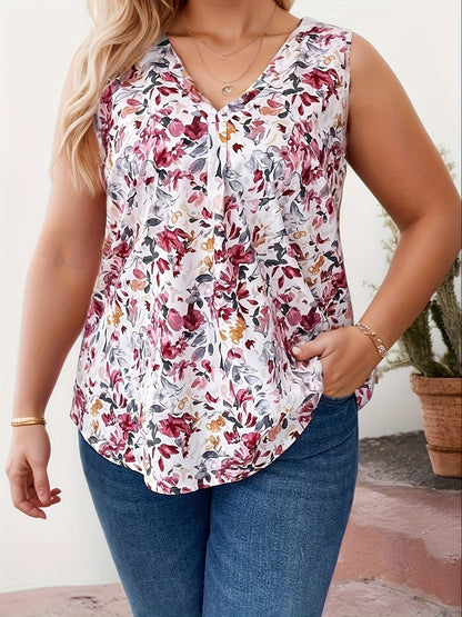 Women's Summer Top Elegant with Floral Pattern and V-Neck – Casual & Everyday