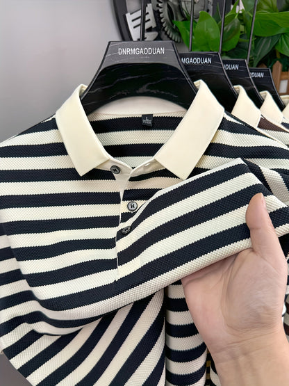Men's polo shirt with maritime stripes – Classic casual style for everyday and leisure