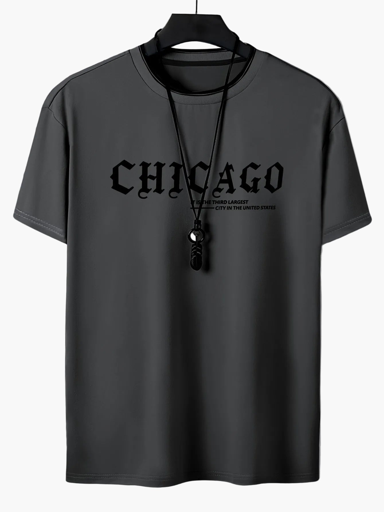 Men's Streetwear-Style T-Shirt with "CHICAGO" Print – Casual Summer Fashion for Leisure & Everyday Wear