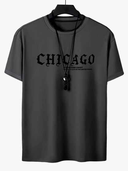 Men's Streetwear-Style T-Shirt with "CHICAGO" Print – Casual Summer Fashion for Leisure & Everyday Wear