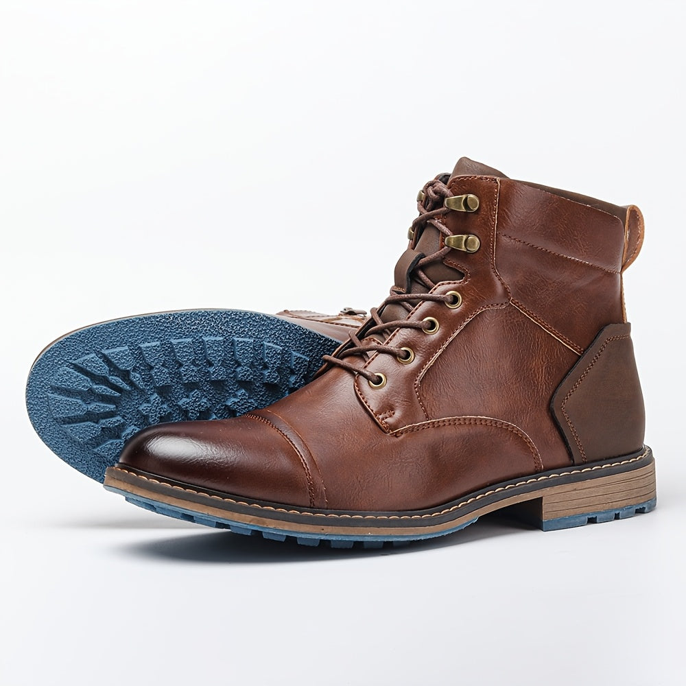 Herren Schnürstiefeletten Braun mit Profilsohle