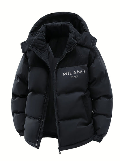 Unisex Winter Steppjacke mit Kapuze und Cord-Details