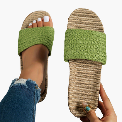 Women's Comfortable Summer Sandals in Casual Style – Flat Slip-Ons, Comfortable House Slippers, Open Toes