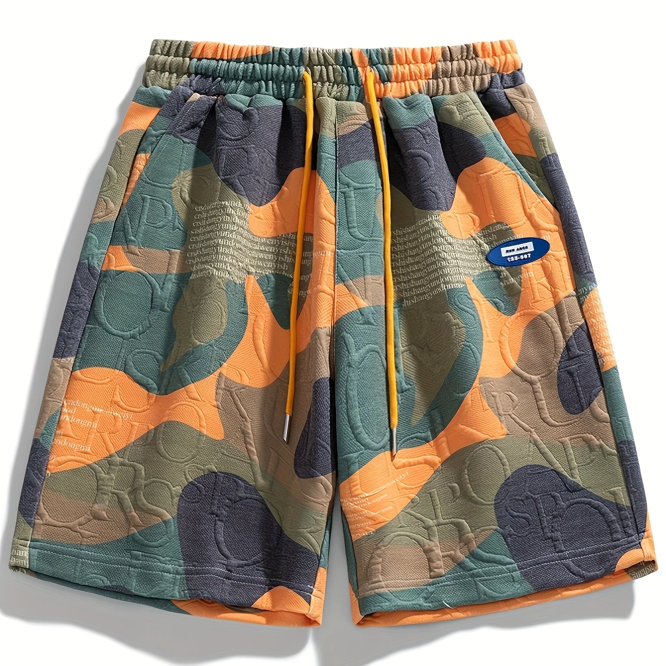 Men's graphic shorts with camouflage embossing and modern street style