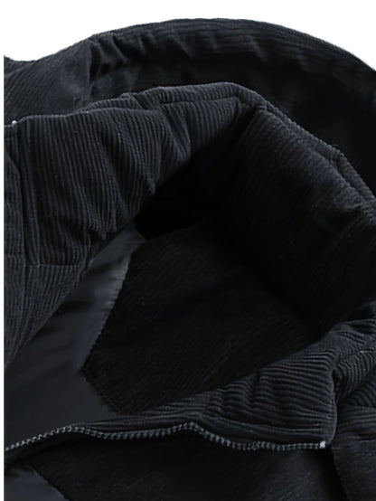 Unisex Winter Steppjacke mit Kapuze und Cord-Details