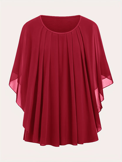 Women's Elegant Flowing Chiffon Cape Top for Going Out – Oversized Style