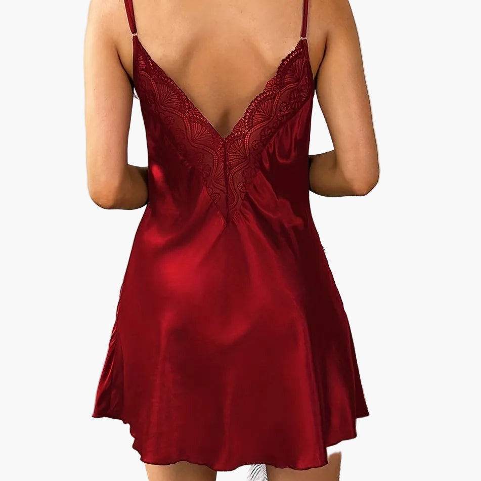 Women's Elegant Nightgown with Lace V-Neck – Seductive Nightwear for Stylish Nights