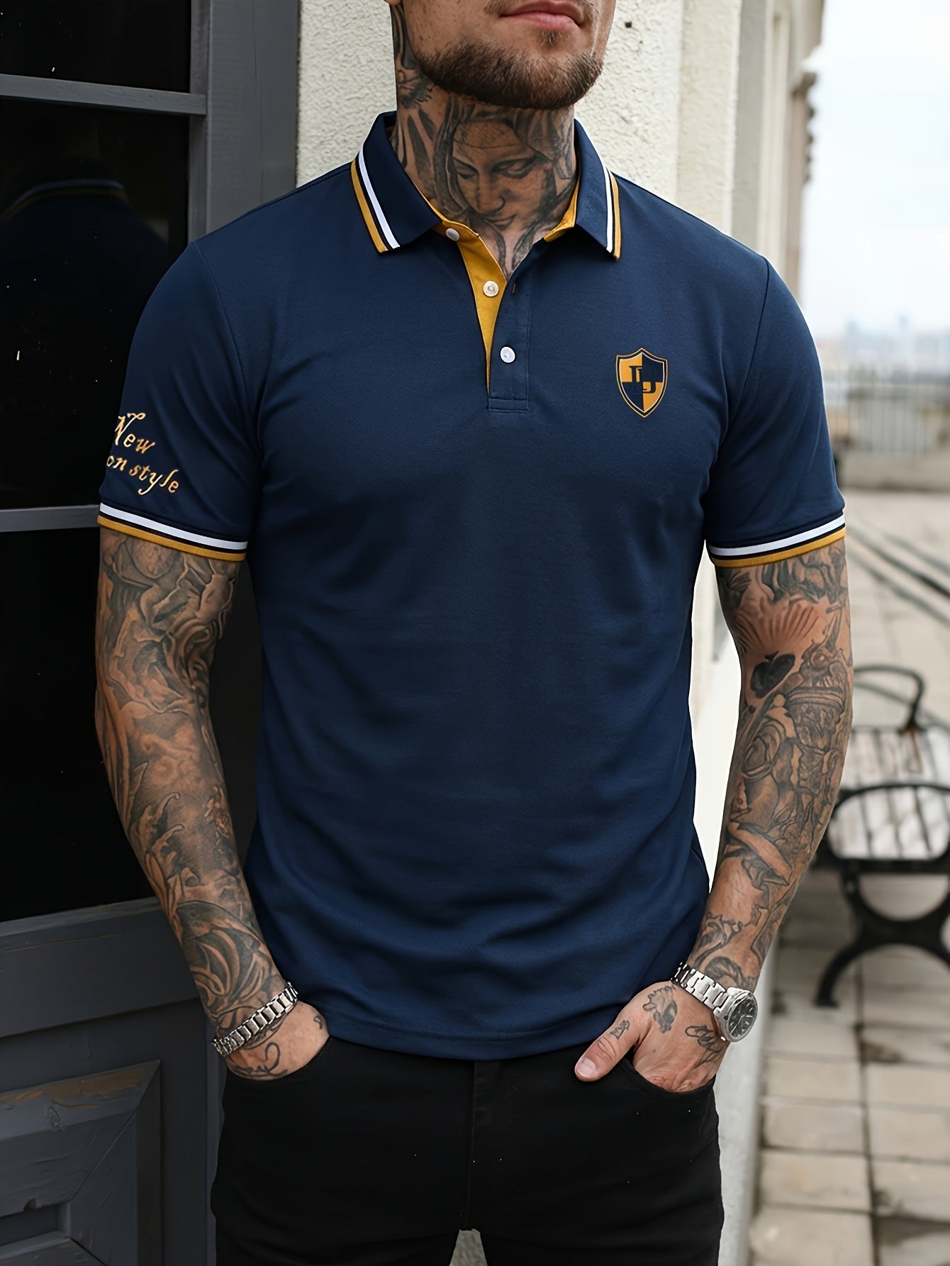 Men's Casual Style Polo Shirt with Contrast Collar – Short Sleeve, Summer, Leisure