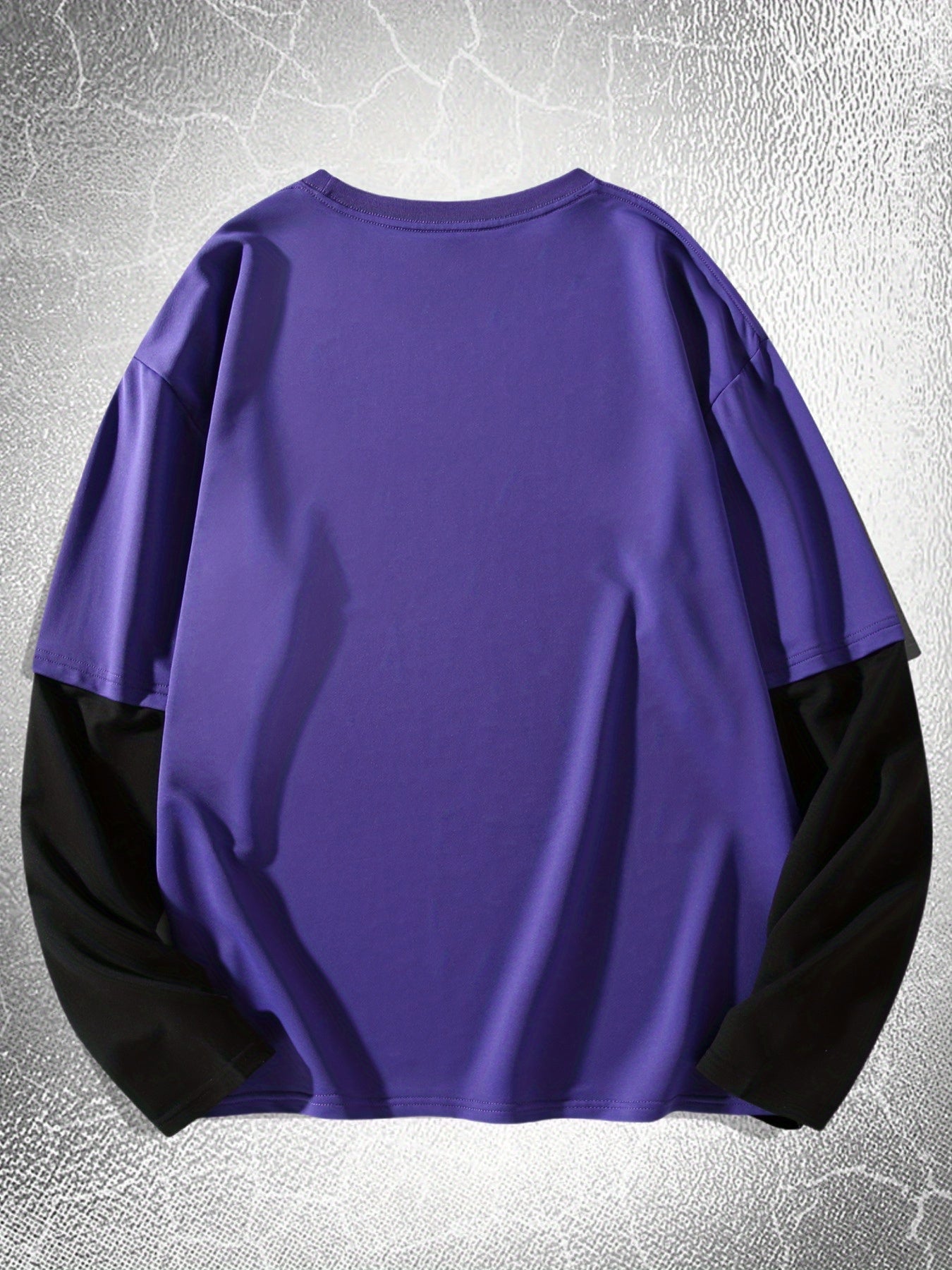 Men’s long-sleeve T-shirt with star print and contrast sleeves