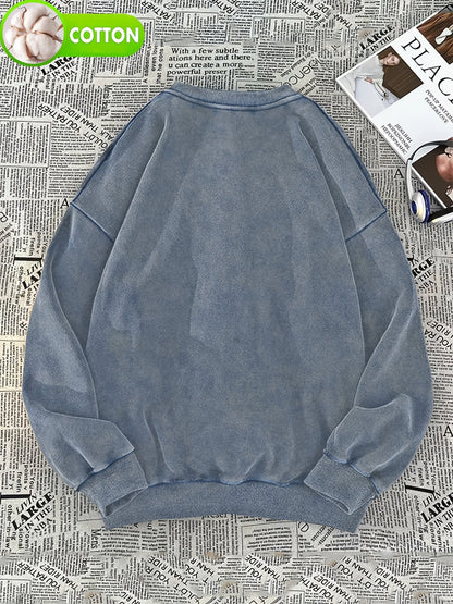 Unisex sweatshirt with cat sushi design, crew neck, long sleeves