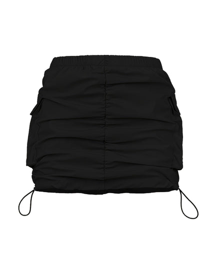 Damen Utility Minirock mit Kordelzug und Cargotaschen – Streetstyle Freizeitrock