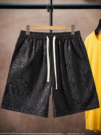 Men's jacquard shorts with floral pattern for casual and street style