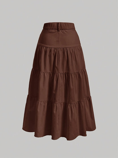 Damen Eleganter Stufenrock mit Hoher Taille für Alltag und Büro
