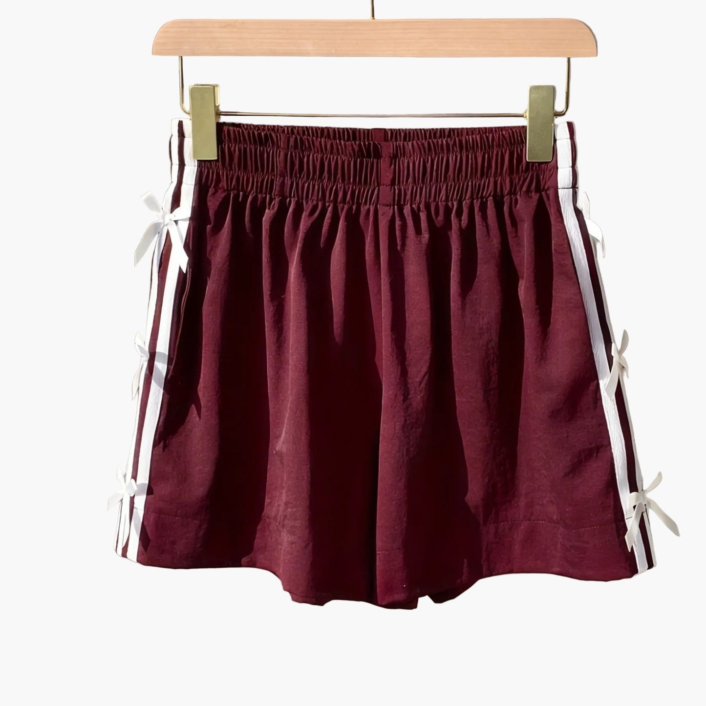 Women's casual shorts with bows and stripes for summer – regular fit, vacation style