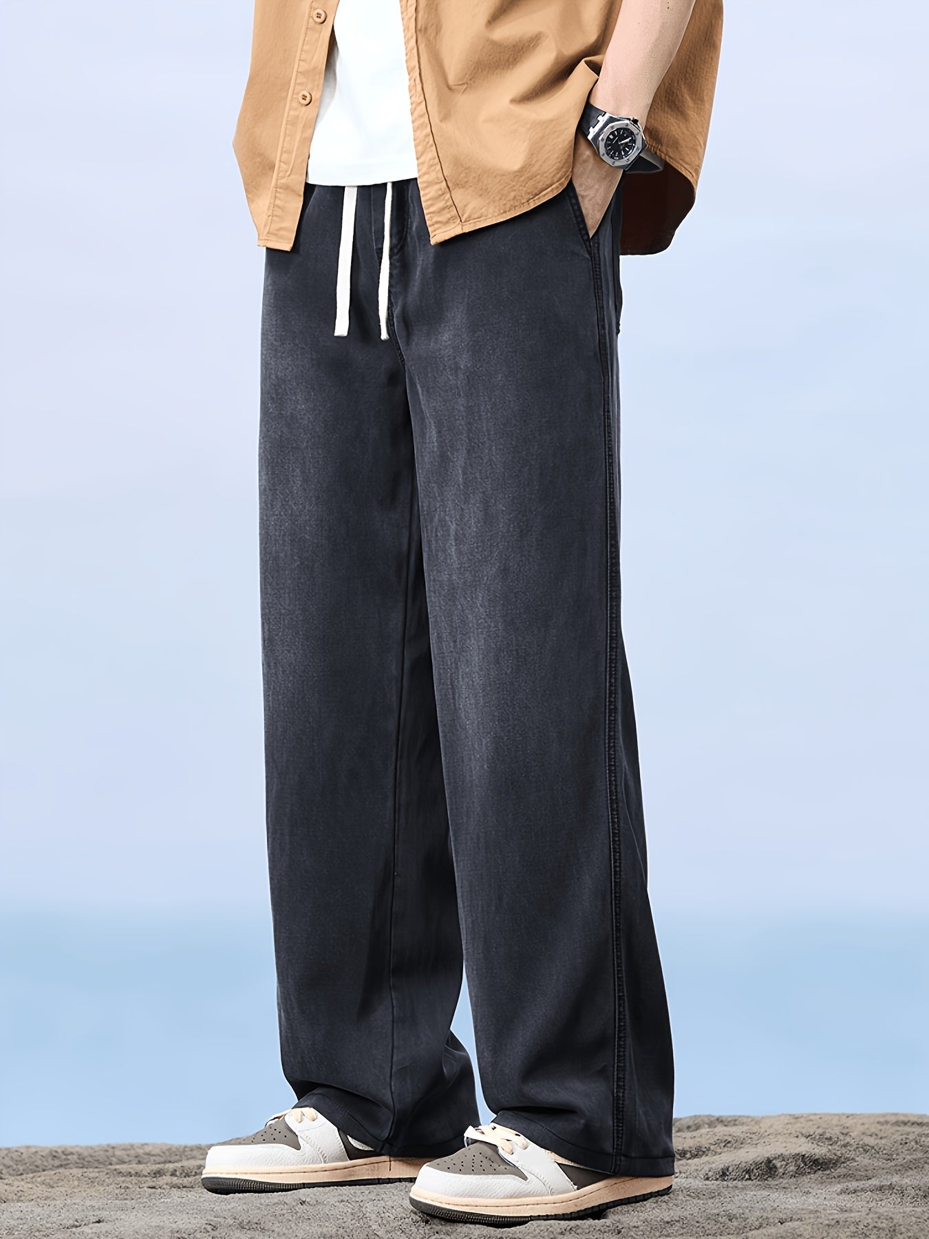 Men's Loose Casual Jeans with Drawstring – Relaxed Street Style for Everyday and Leisure