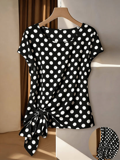 Women's Boho Blouse Shirt with Paisley Pattern and Knot Detail – Elegant Spring & Summer Top, Fashionable and Versatile