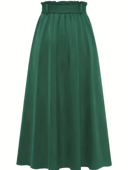 Women's Maxi Skirt with High Waist and Bow – Elegant Casual Skirt for Spring and Summer