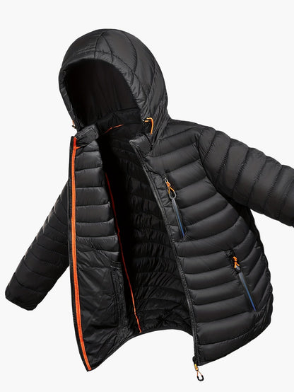 Men's Quilted Jacket with Hood – Lightweight Outdoor Transitional Jacket, Casual Style