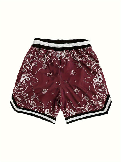 Herren Streetwear Basketball Shorts mit Paisley Print – Sportliche Freizeithose für Alltag & Training