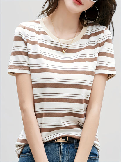Damen Streifen T-Shirt Kurzarm – Zeitloses Basic für Alltag und Freizeit