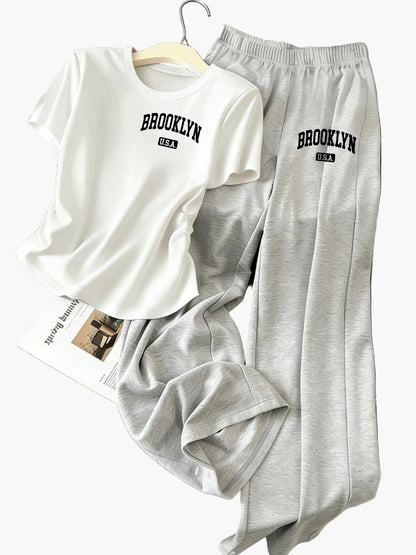 Damen Zweiteiliges Set mit Schleifen-Detail – Freizeit Lounge Outfit