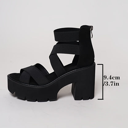 Women's platform sandals with block heel and straps – trendy summer shoes for everyday wear and going out