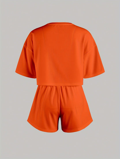 Damen Pyjama-Set mit Herz-Print – Lockeres Freizeit-Outfit für Zuhause und Schlaf