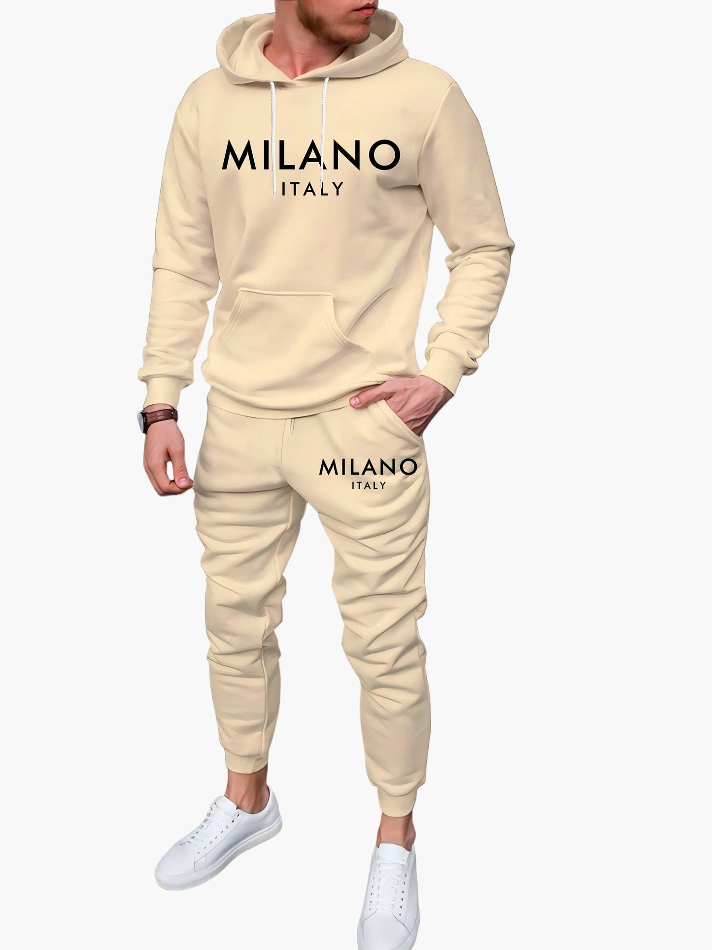 Men's Milano Italy Tracksuit Set – Hoodie & Jogging Pants for Leisure and Sports