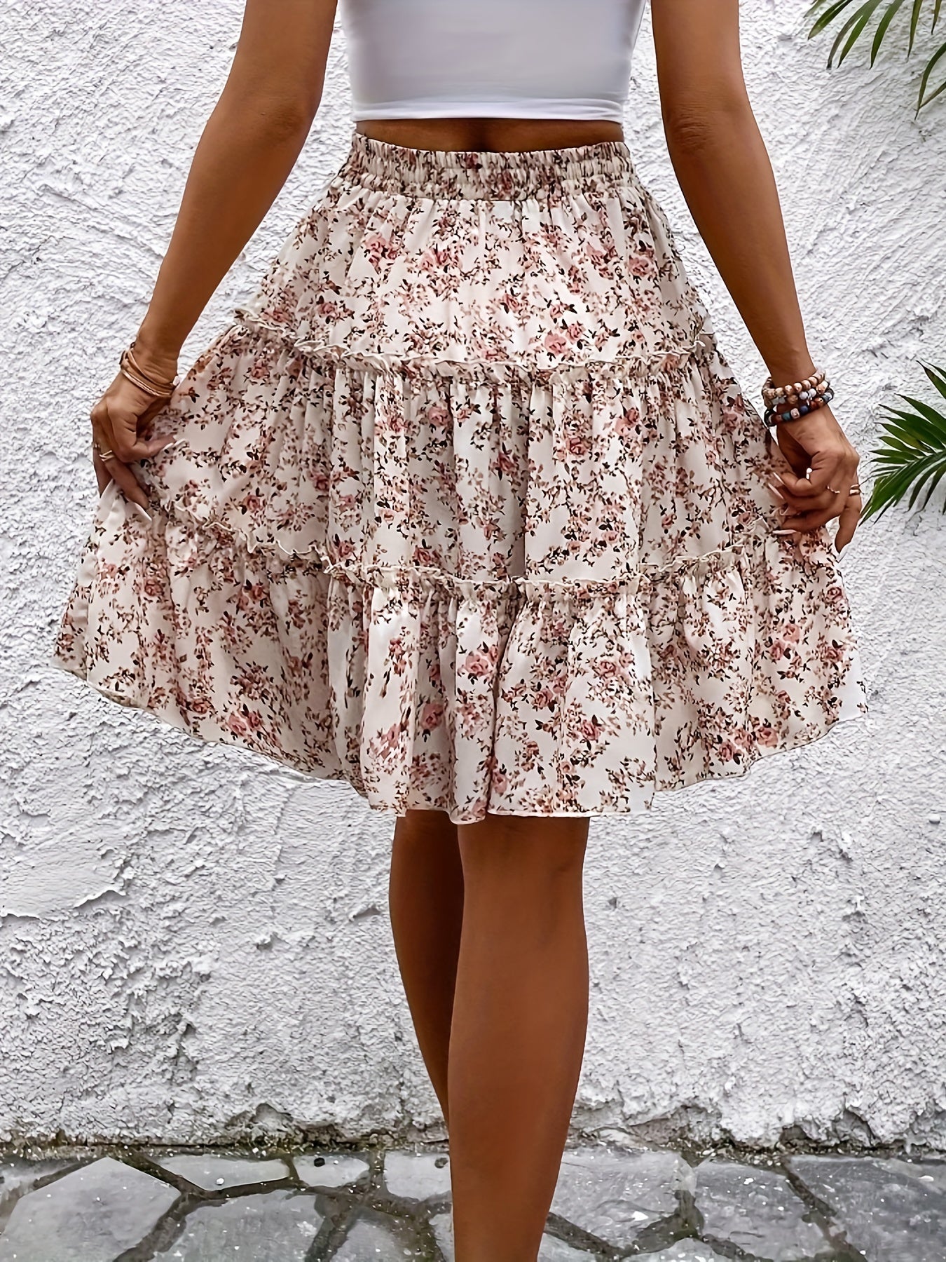 Women's Elegant Boho Floral Tiered Skirt for Summer – Casual and Vacation