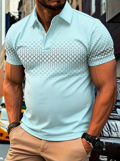Herren Polo-Shirt mit geometrischem Muster – Modischer Freizeit-Look für Alltag und Sommer