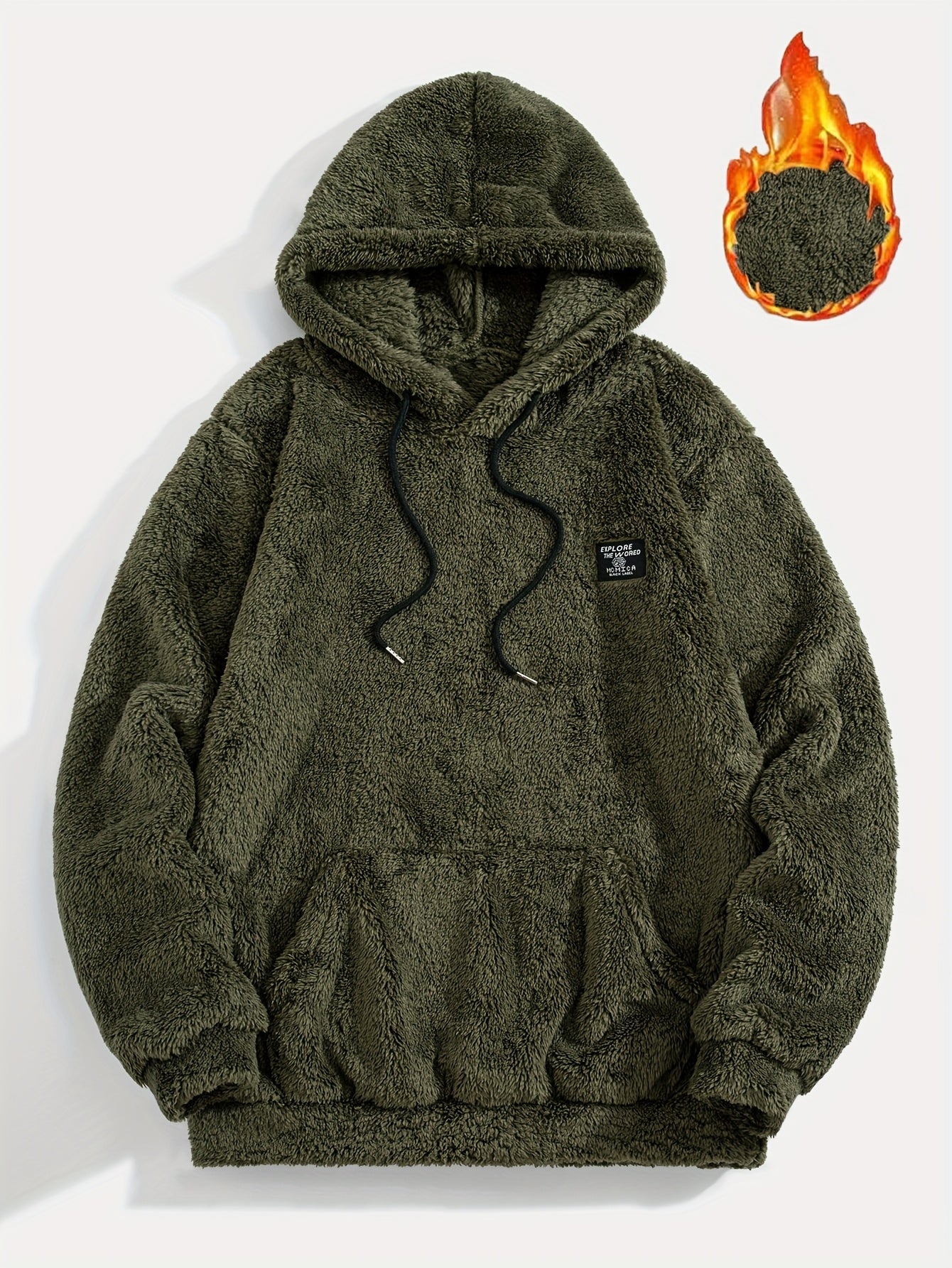Unisex teddy fleece hoodie with a kangaroo pocket and hood